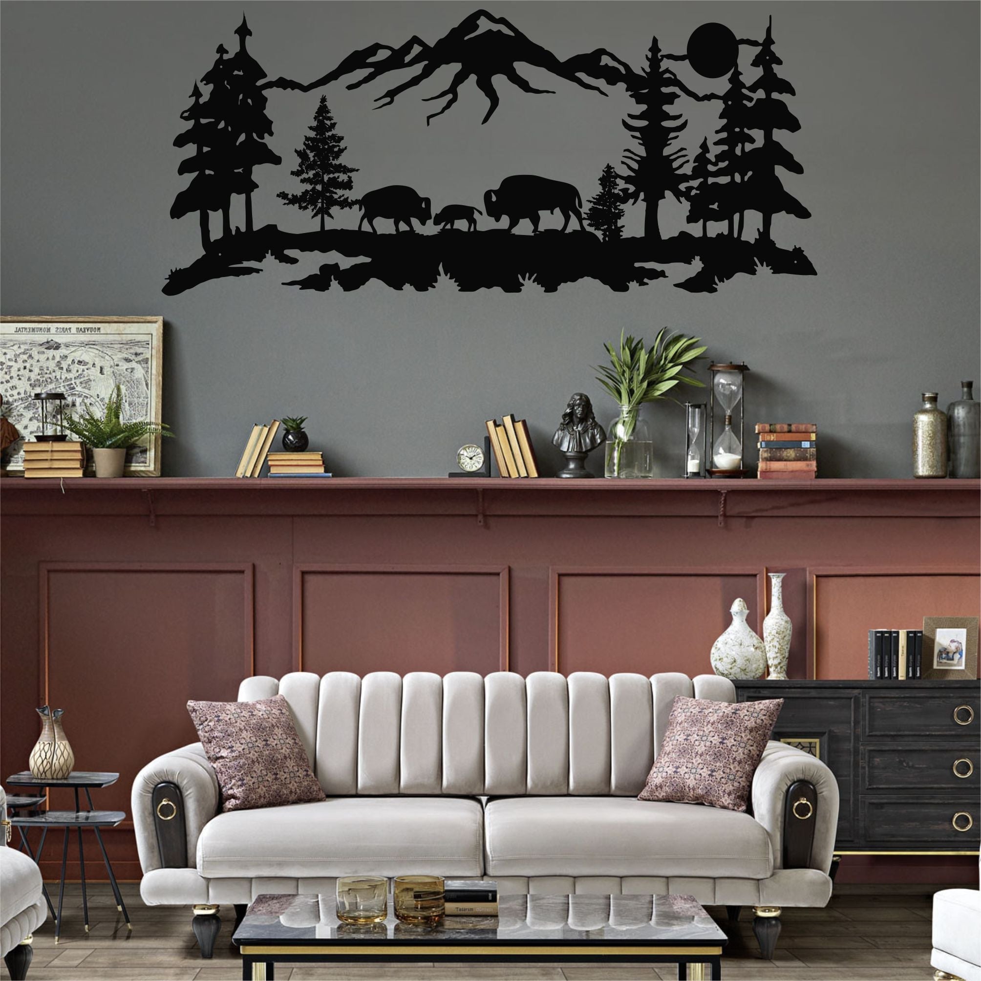 Bison Family Metal Wall Decor