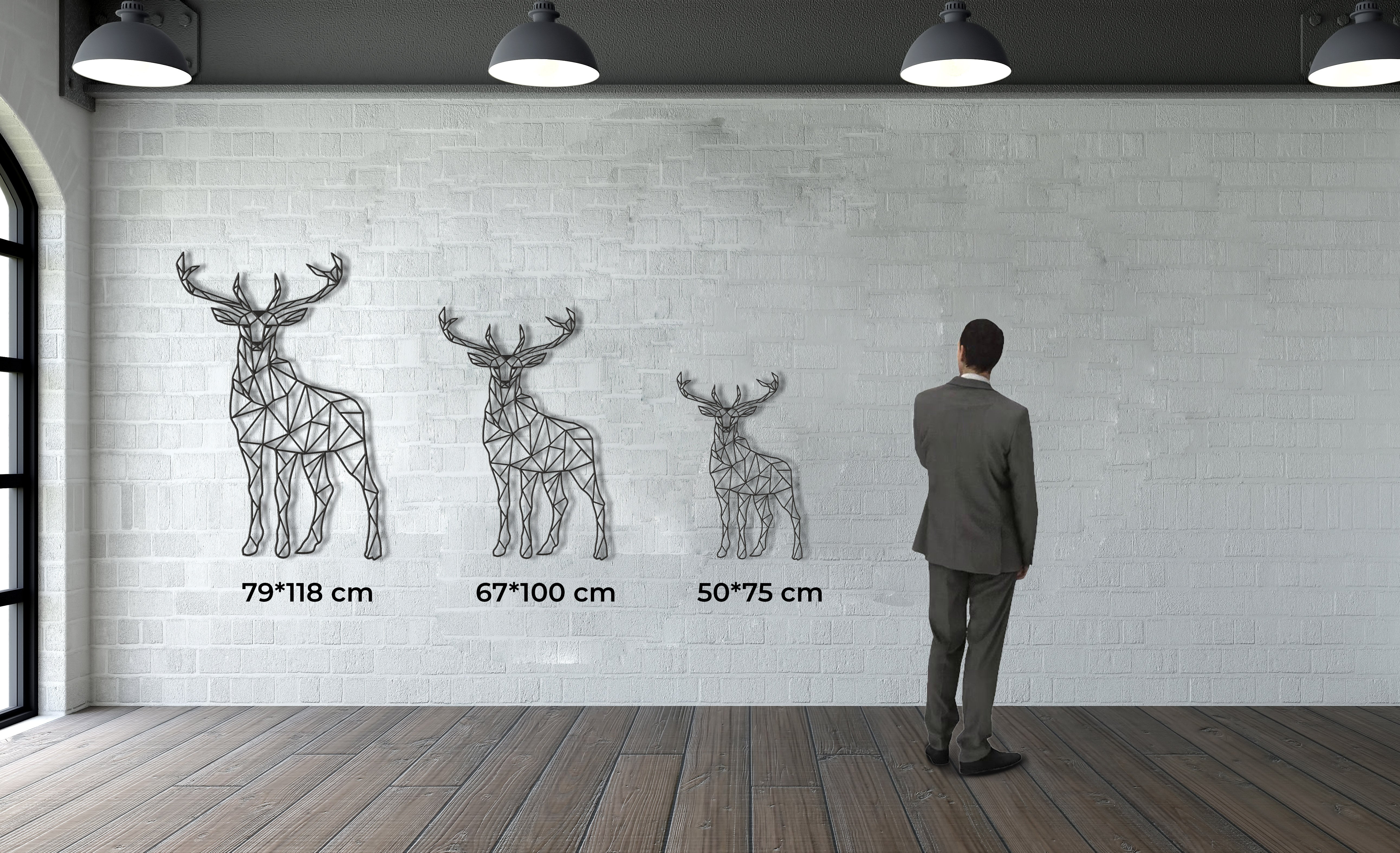 Geometric Deer Metal Wall Decor