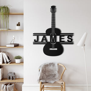Guitar With Name Metal Wall Decor