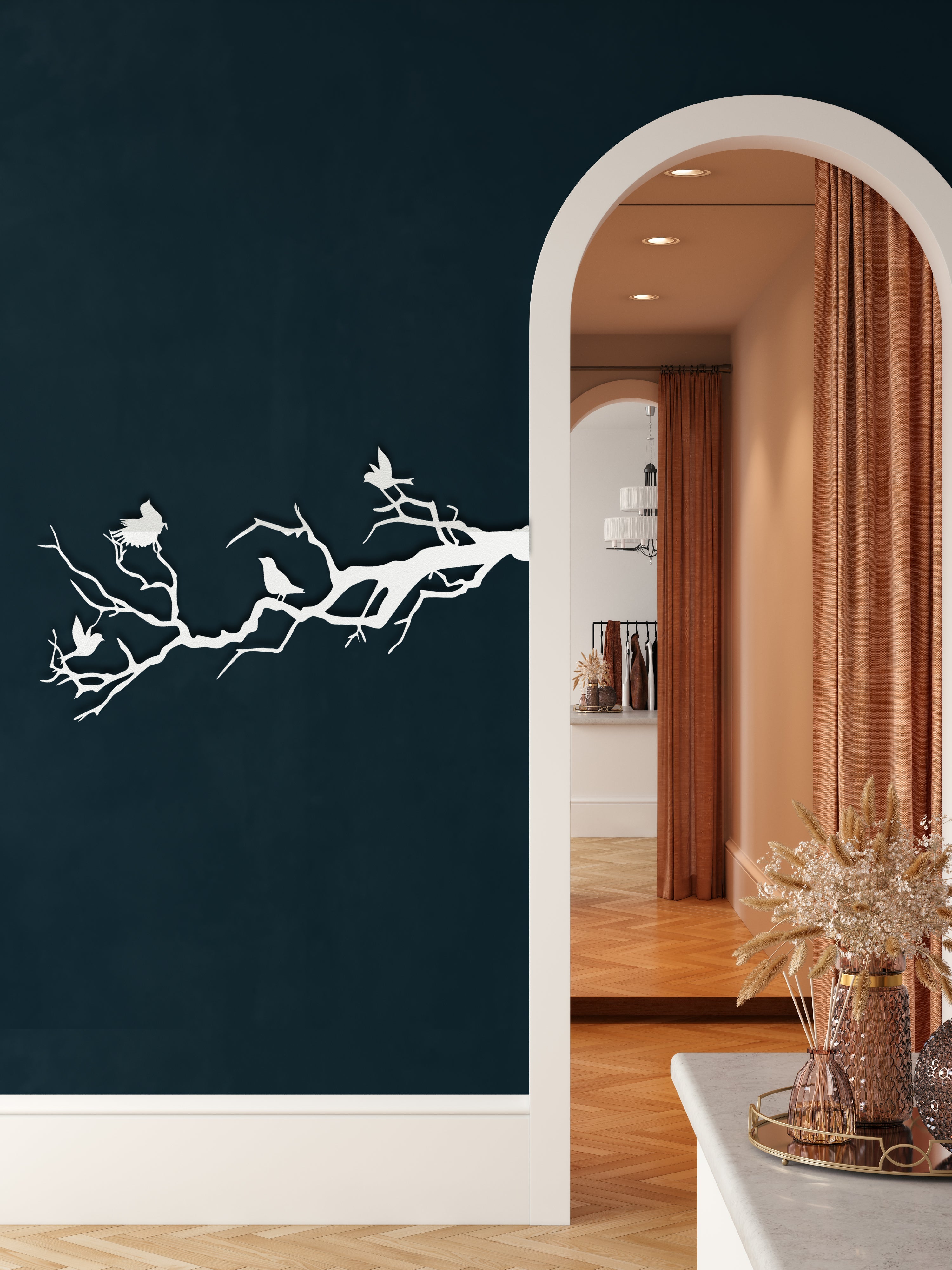 Birds and Branch Metal Wall Decoration