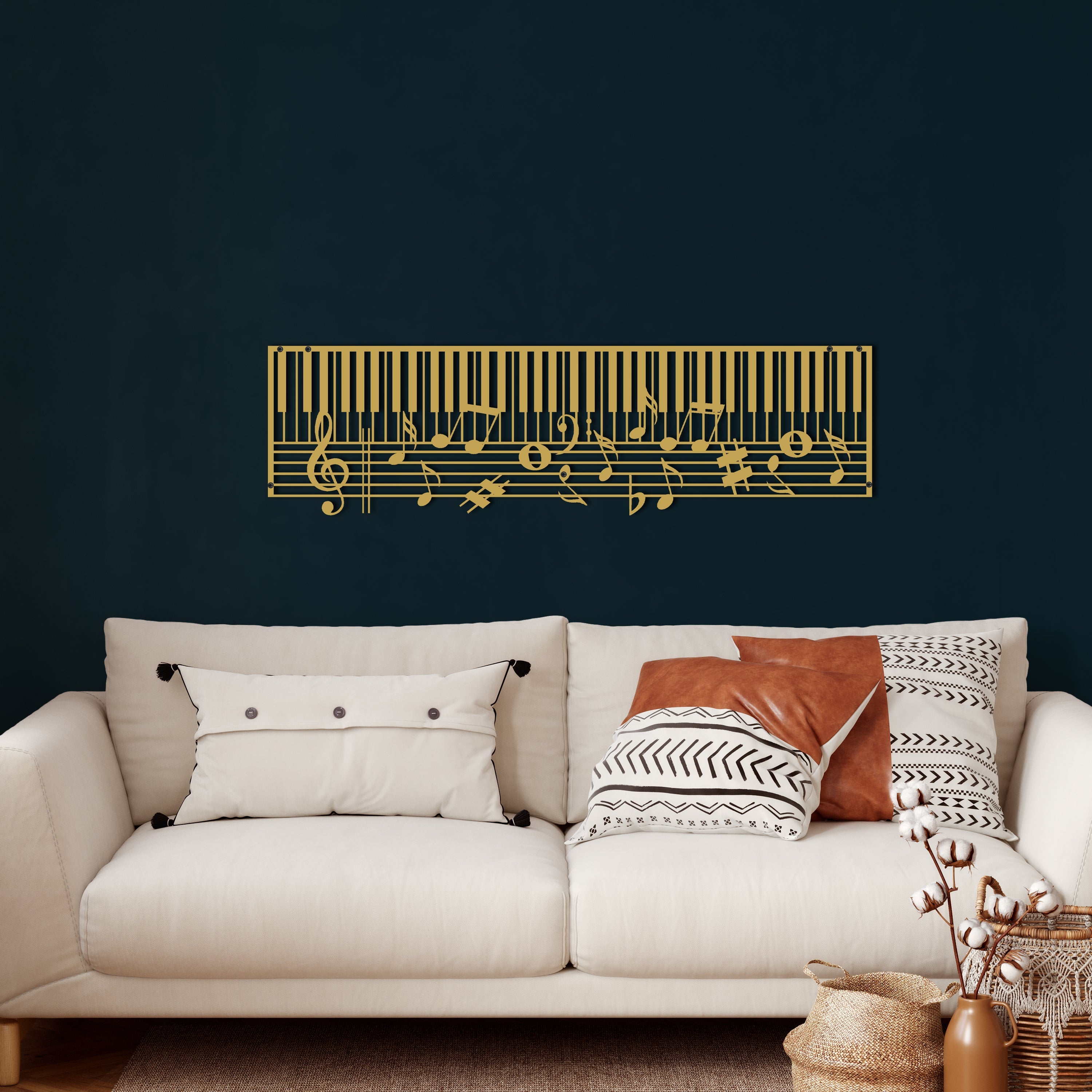 Piano Metal Wall Decoration with Notes