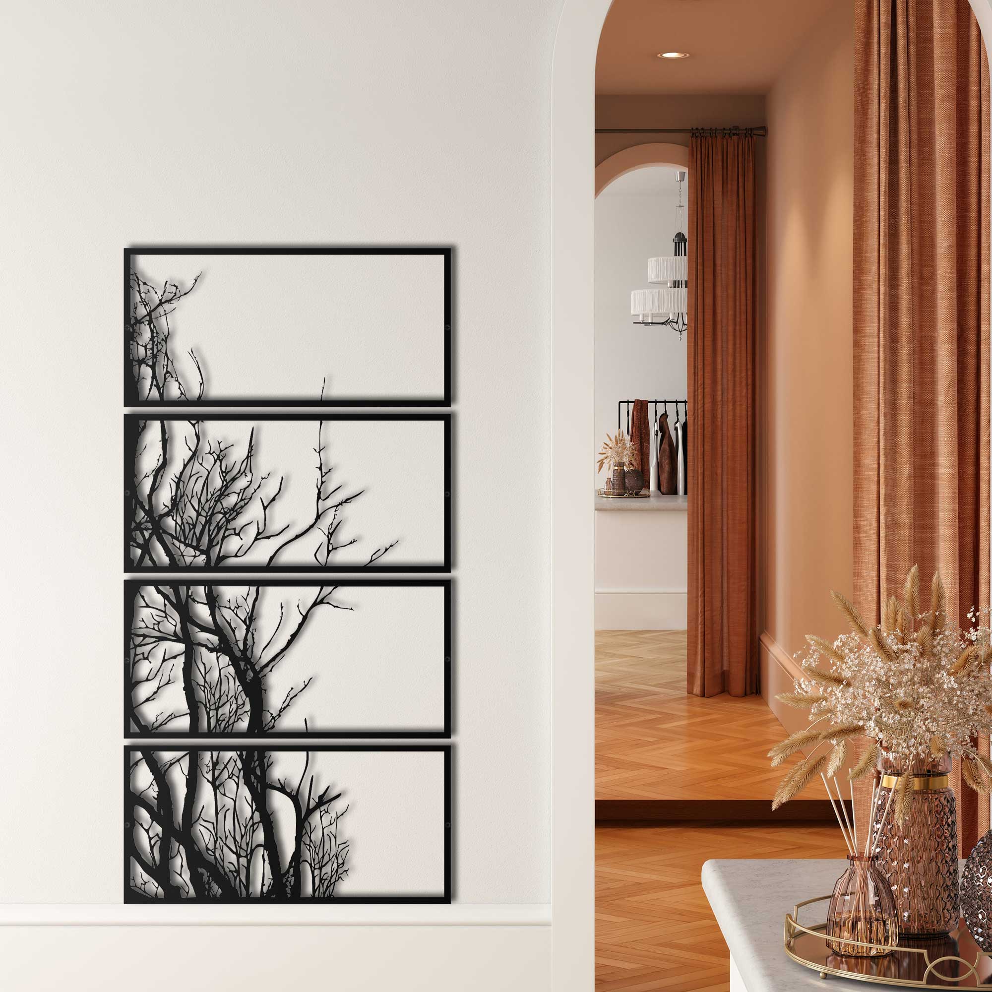Vertical Branches Metal Wall Decor