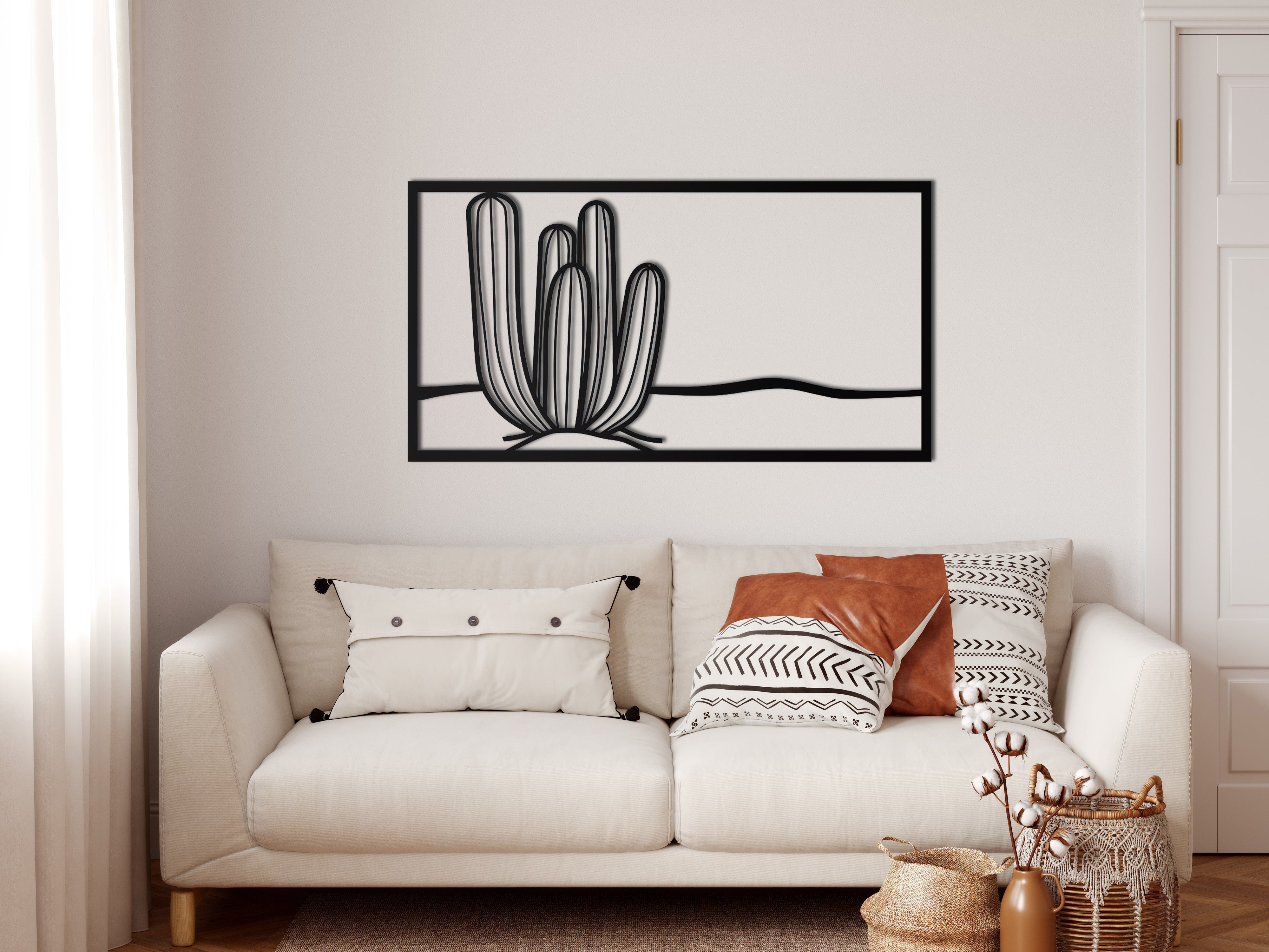 Cactus in A frame Metal Wall Decor