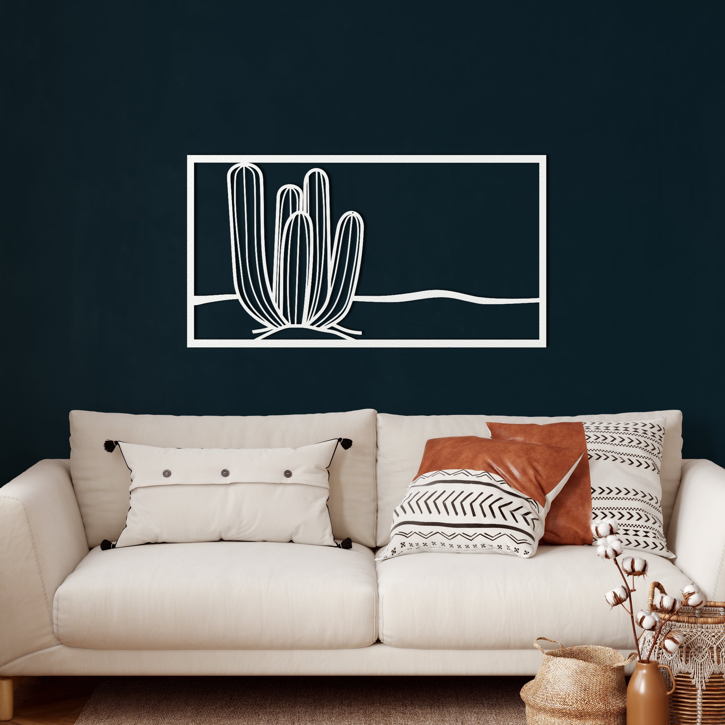 Cactus in A frame Metal Wall Decoration