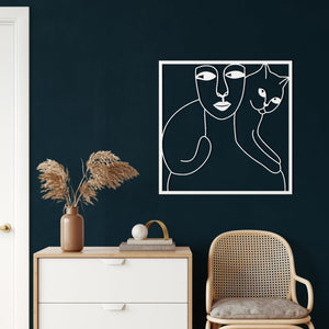 Cat and Woman Metal Wall Decoration