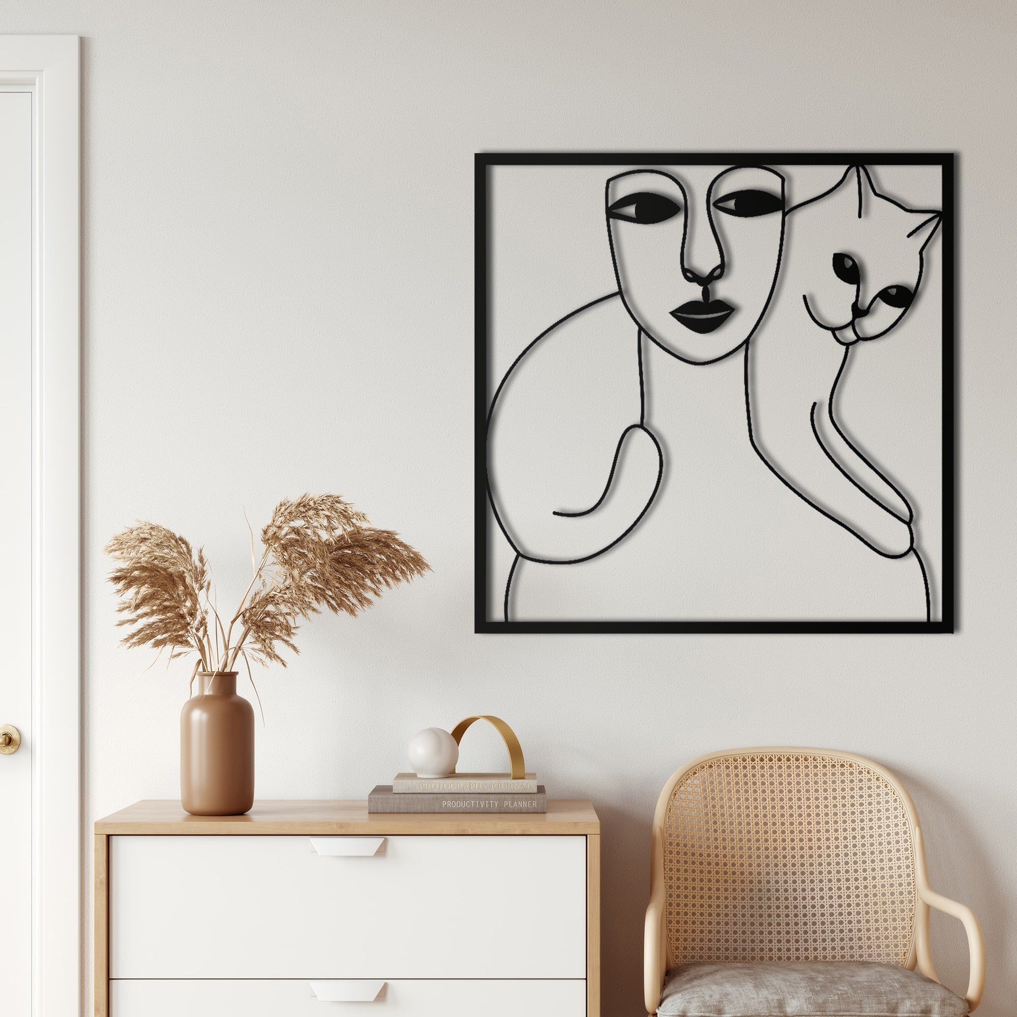 Cat and Woman Metal Wall Decor