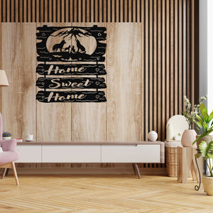Home Sweet Home with Wolf Family Metal Wall Decoration