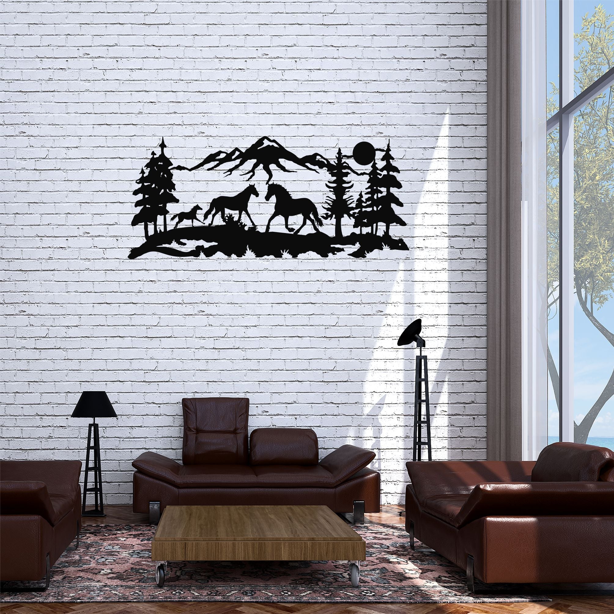Horse Family Metal Wall Decoration