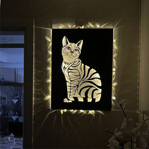 Cat Metal Wall Decor with LED lights