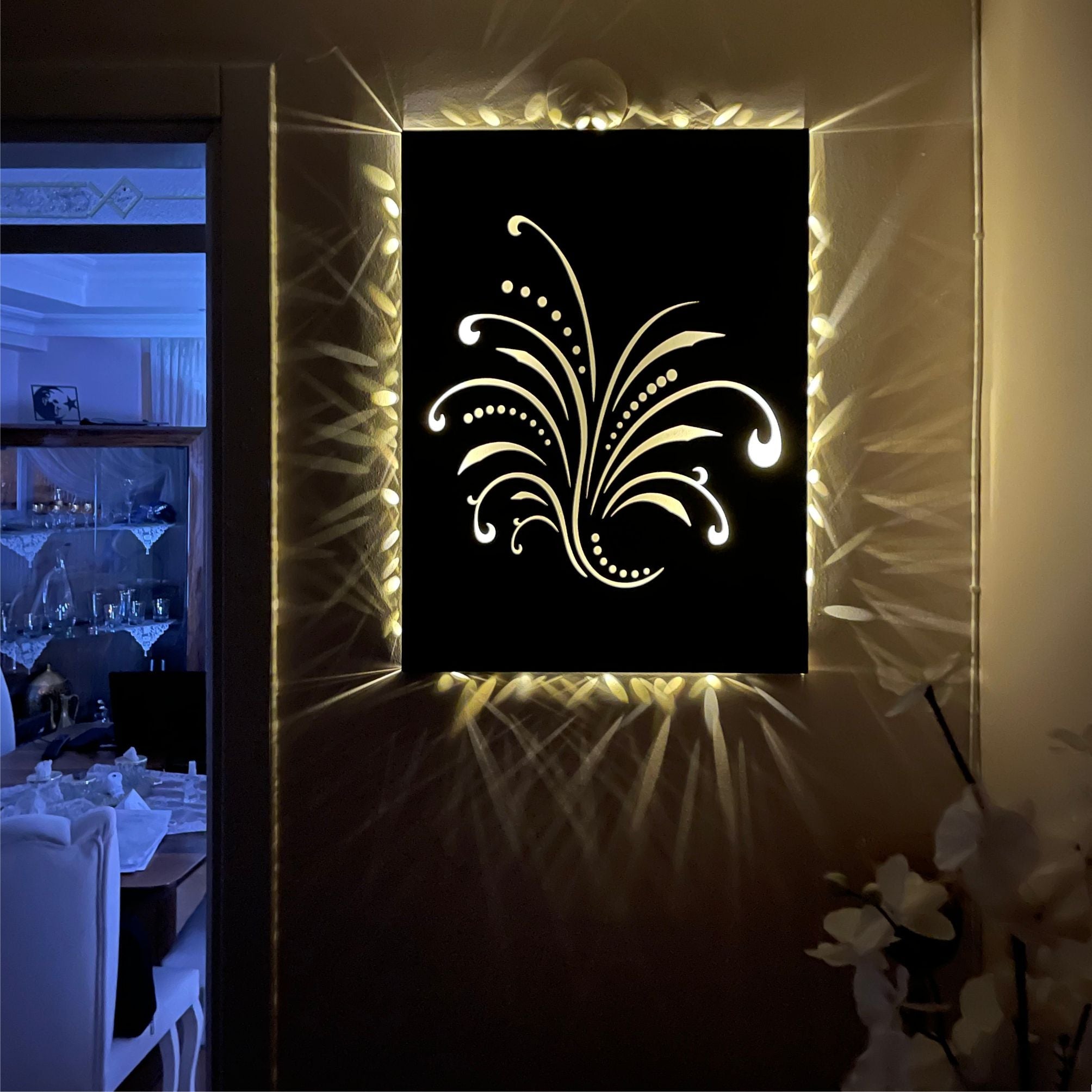 Ornamental Metal Wall Decoration with led lights