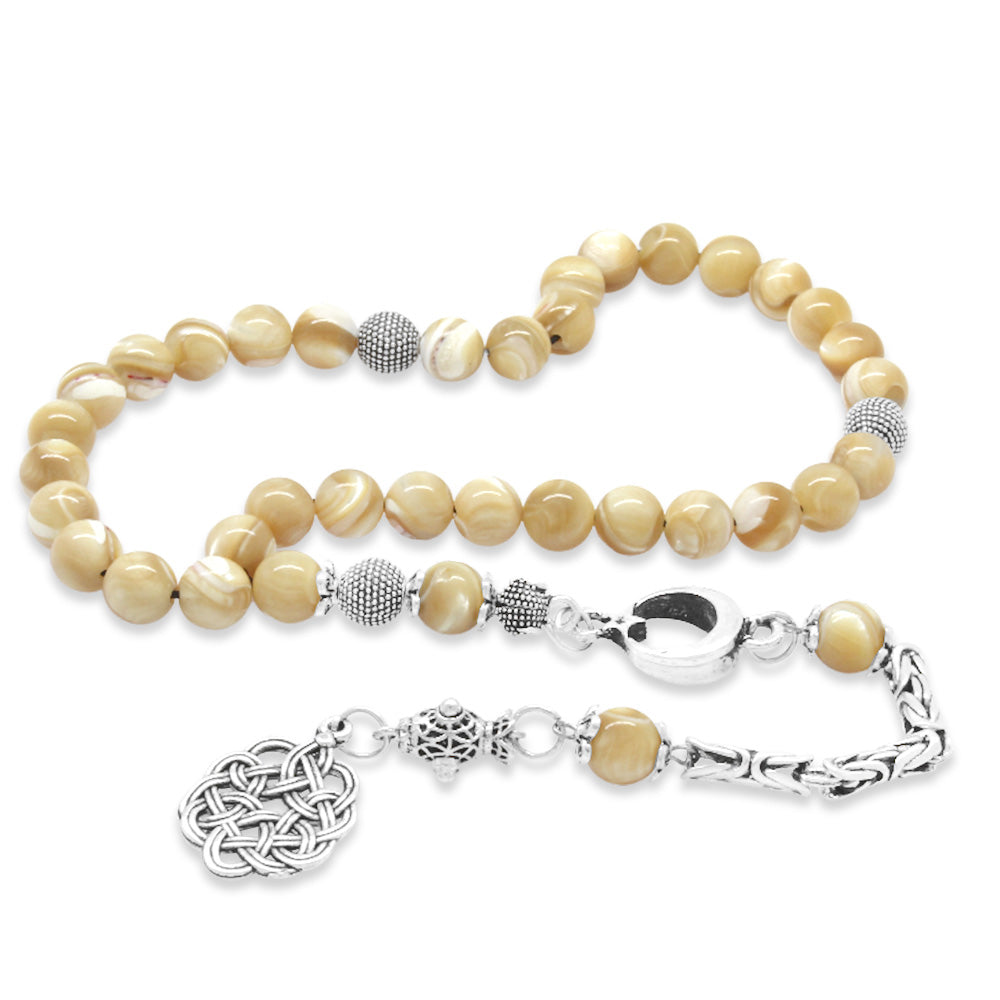  Mother of Pearl Natural Stone Prayer Beads with Multi Chain 