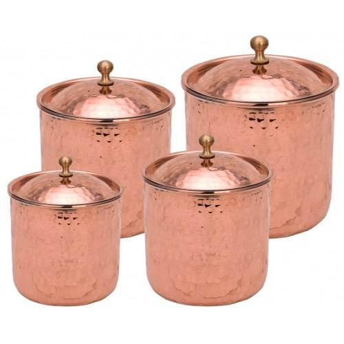Turna Copper Saffron Spice Bowl Set of 4 Hand Forged Red