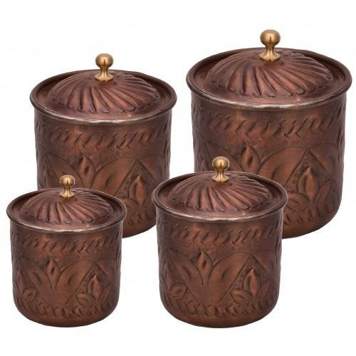 Turna Copper Saffron Spice Bowl Set of 4 Handmade Brown