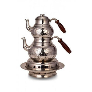 Turna Copper Teapot with Heater Set Thick Hand Engraved-2