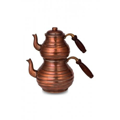 Turna Copper Sliced Teapot Thick Hand Forged Brown-1