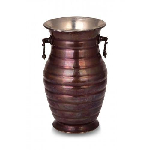 Turna Copper Hyacinth Vase with Handle Flat Brown-1