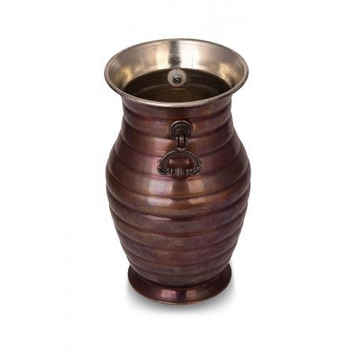 Turna Copper Hyacinth Vase with Handle Flat Brown-2