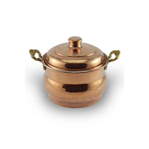 Turna Copper Maraş Casserole Pot 18 Cm Hand Forged Red-1