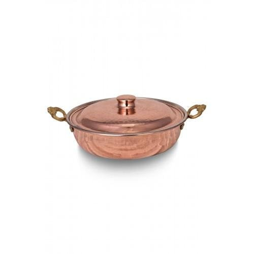 Turna Copper Pan with Lid 18 Cm Hand Forged Red-1