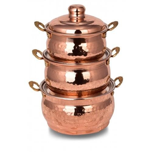 Turna Copper Mini Casserole Pot Set of 3 Red-1