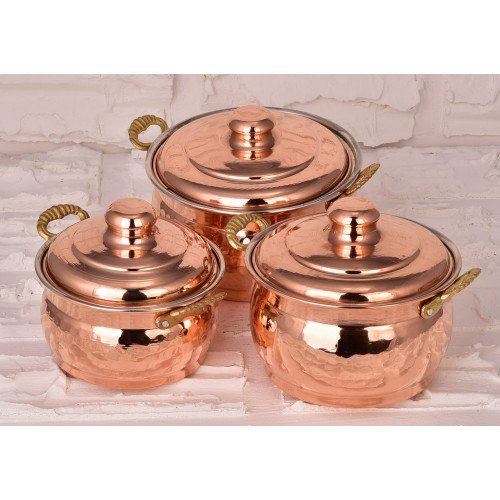 Copper Mini Casserole Sugar Bowl Set of 3