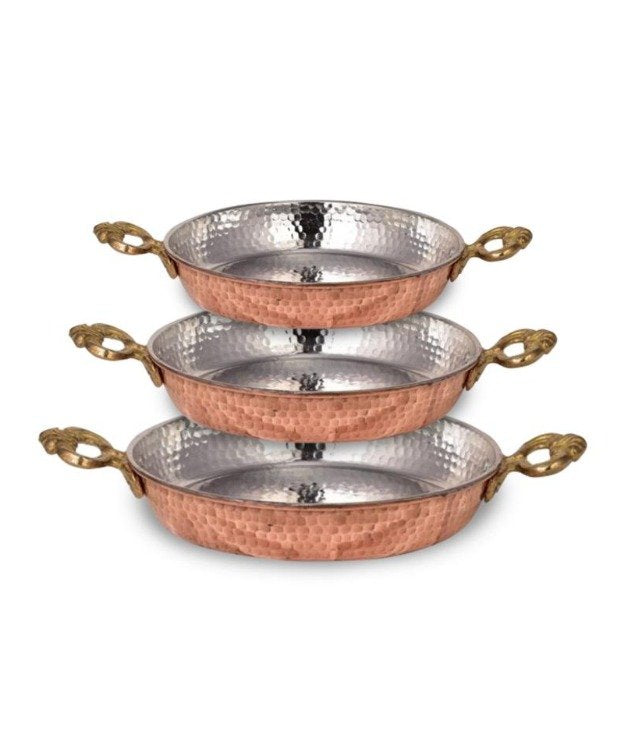 Copper Thin Persian Pan Set of 3 Red