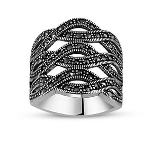 Tesbihane 925 Sterling Silver Women's Spiral Ring