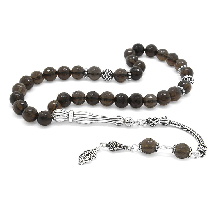Tesbihane Sterling Silver Natural Stone Rosary with Tassels