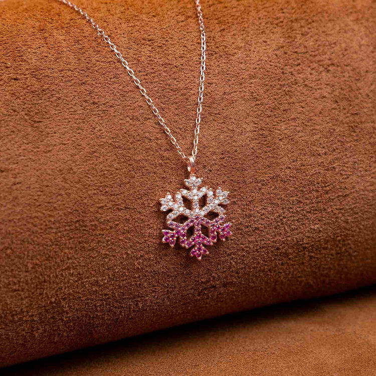 925 Sterling Silver Snowflake Model Women Necklace