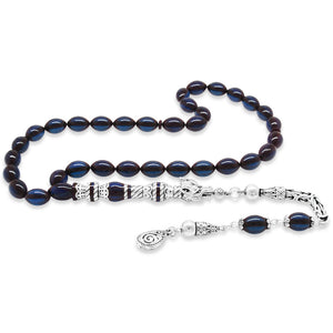 925 Sterling Silver King Tasseled  Amber Prayer Beads