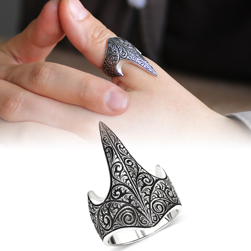Aged Color 925 Sterling Silver Archer (Zihgir) Ring