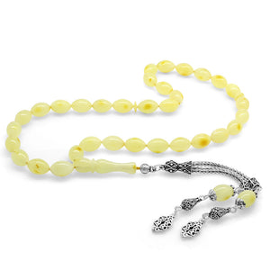 Drop Amber Rosary with 925 Sterling Silver Tassels