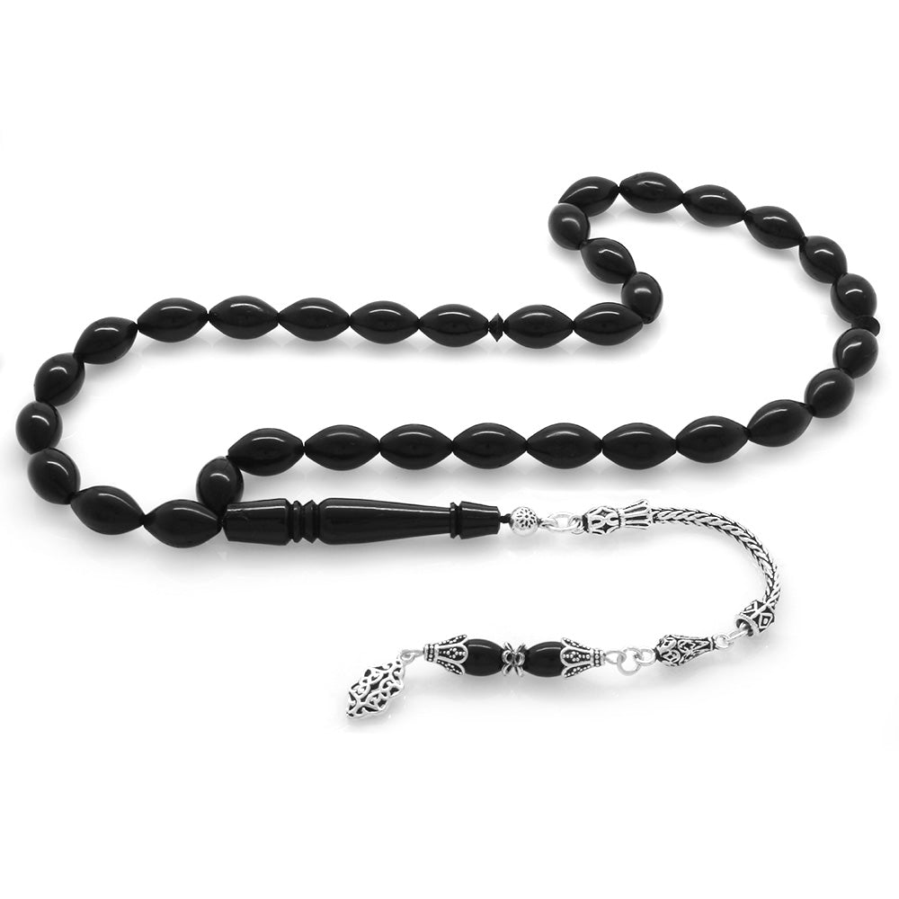 Black Kuka Rosary with 925 Sterling Silver Tassels