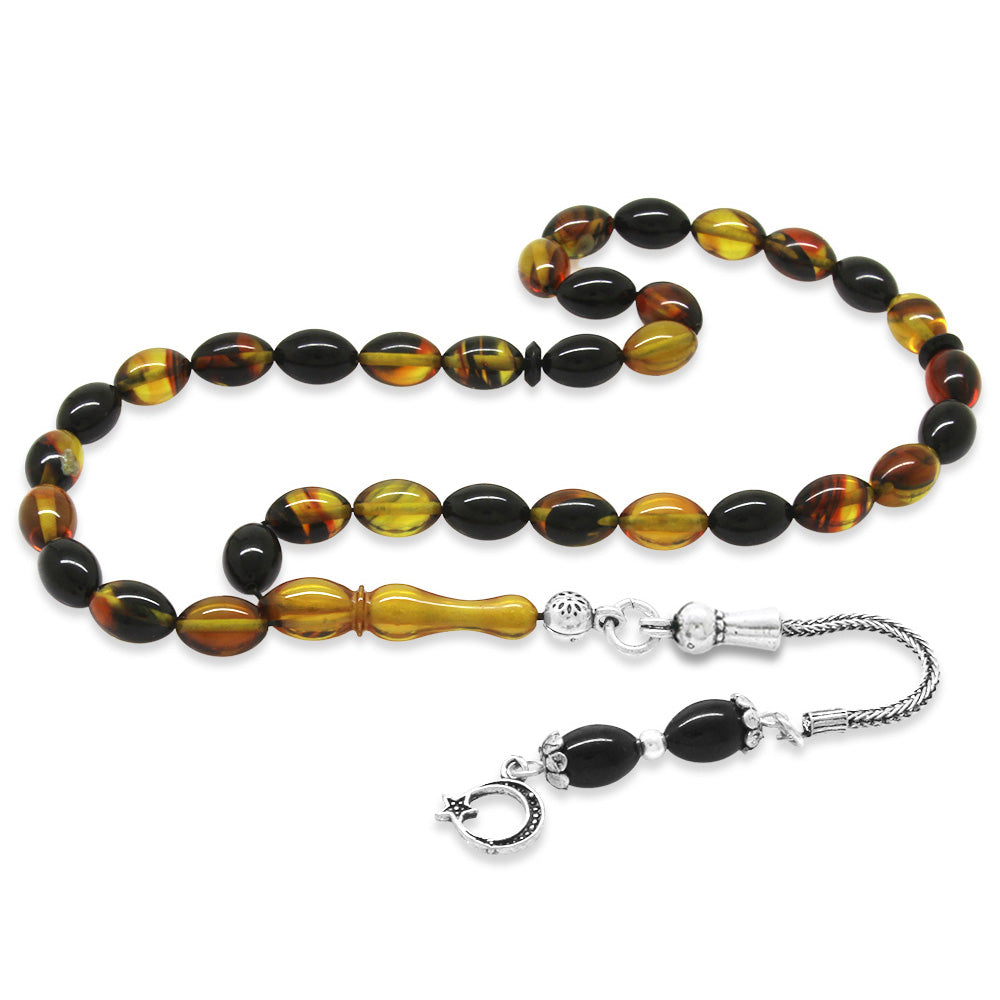 925 Sterling Silver Tasseled Fire Amber Rosary
