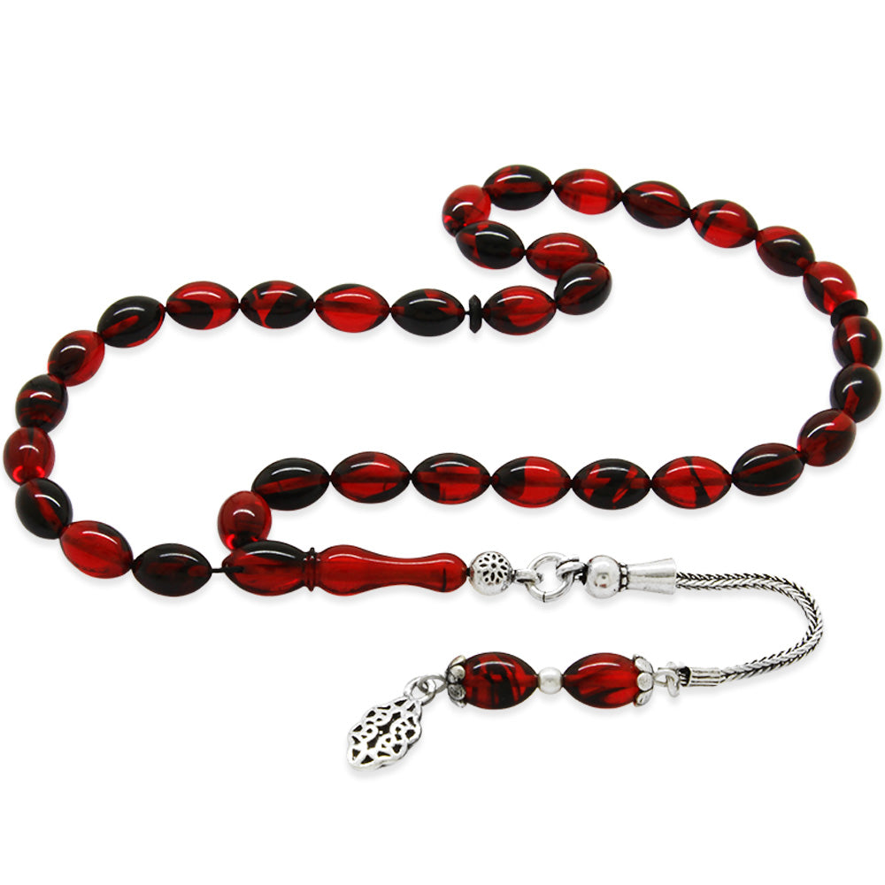 925 Sterling Silver Fire Amber Rosary