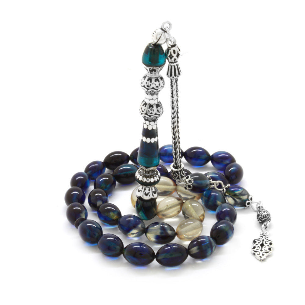 925 Sterling Silver Tasseled Amber Rosary