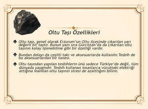 Silver Tasseled Turquoise Enameled Erzurum Oltu Stone Rosary 2