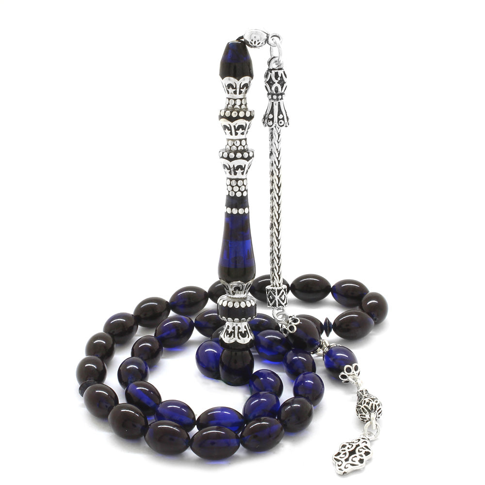 925 Sterling Silver Tasseled Amber Prayer Beads