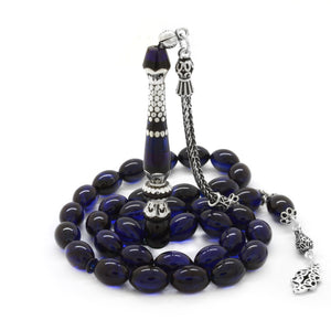 925 Sterling Silver Tasseled  Amber Prayer Beads