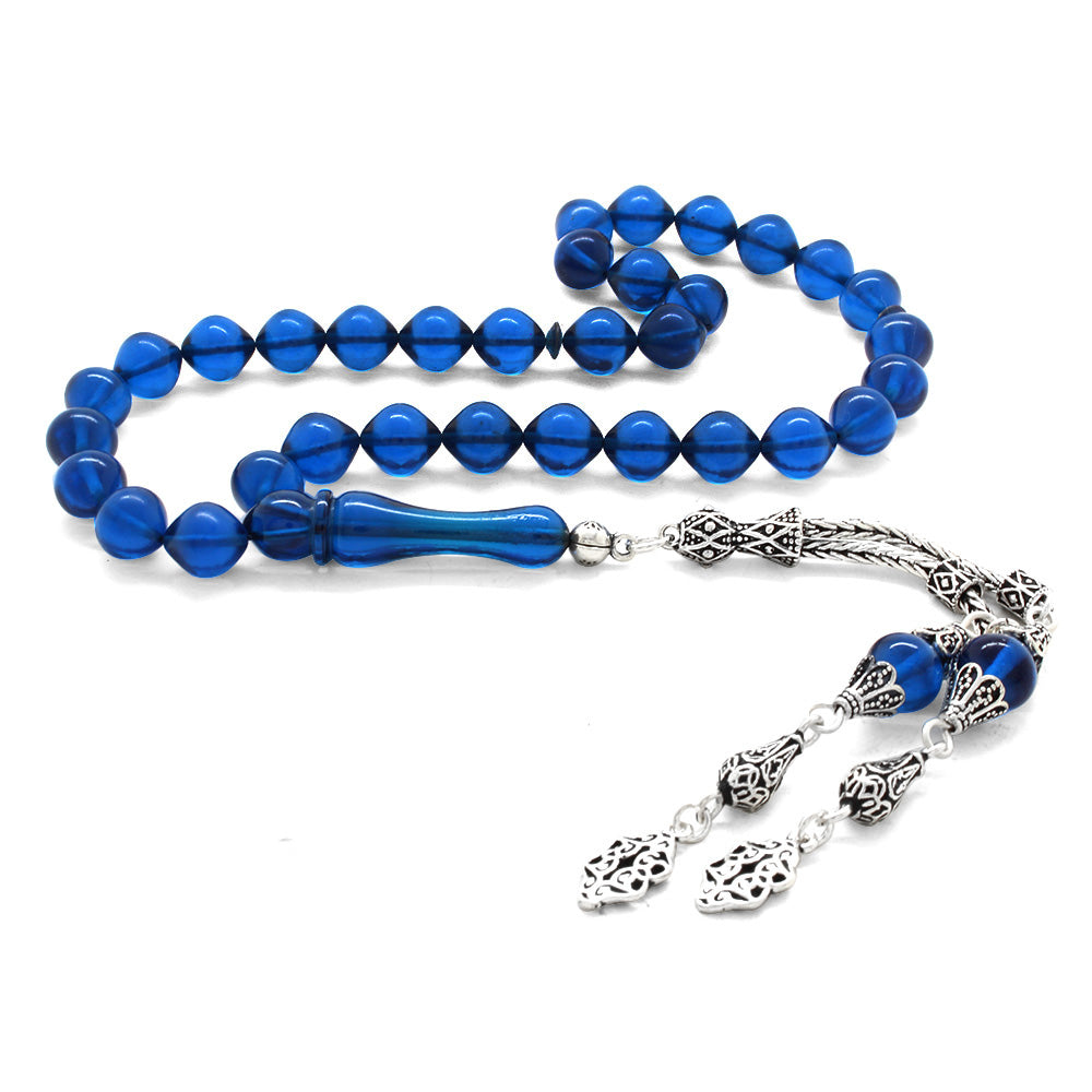 925 Sterling Silver Tasseled  Amber Rosary