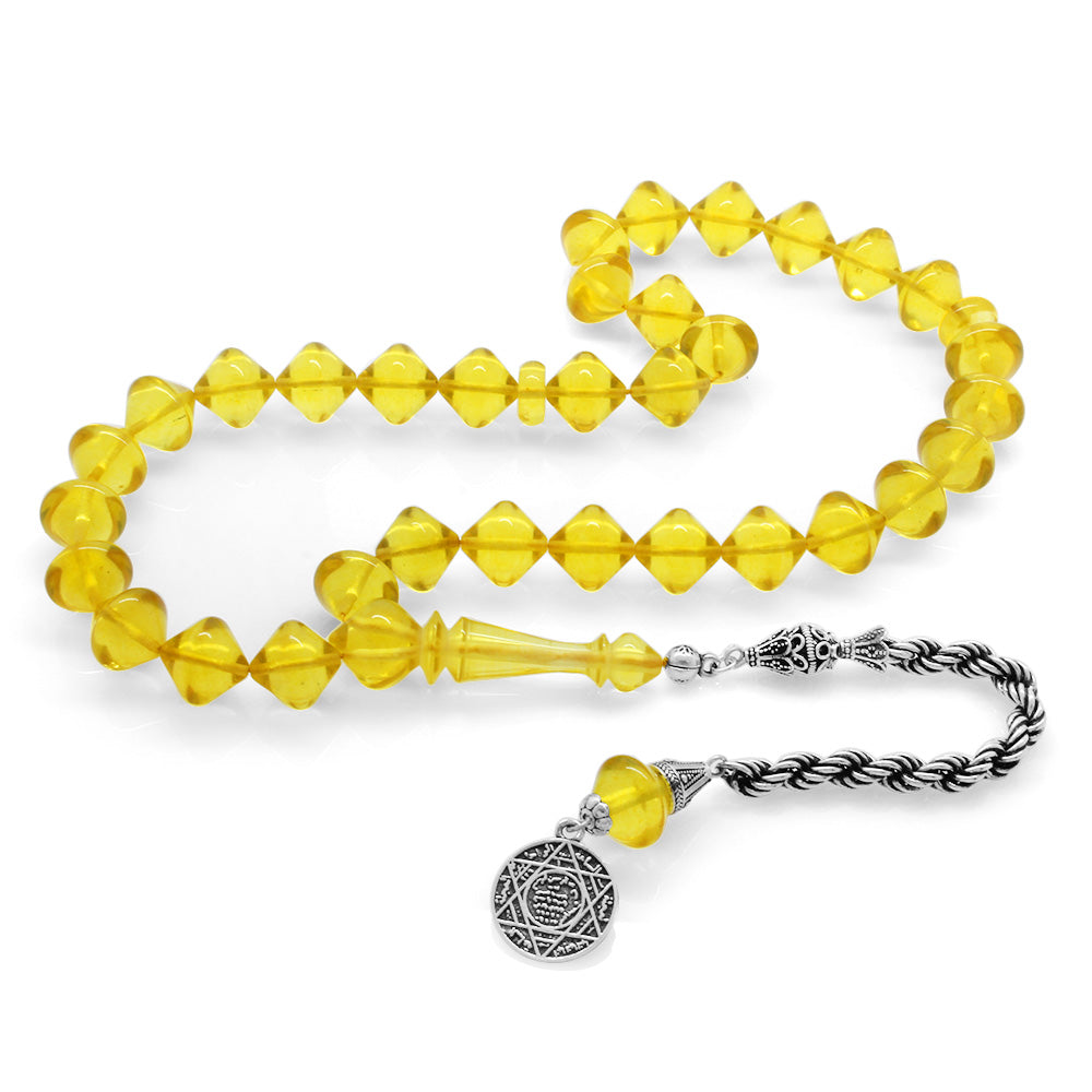 925 Sterling Silver Tasseled Soft Yellow Amber Rosary