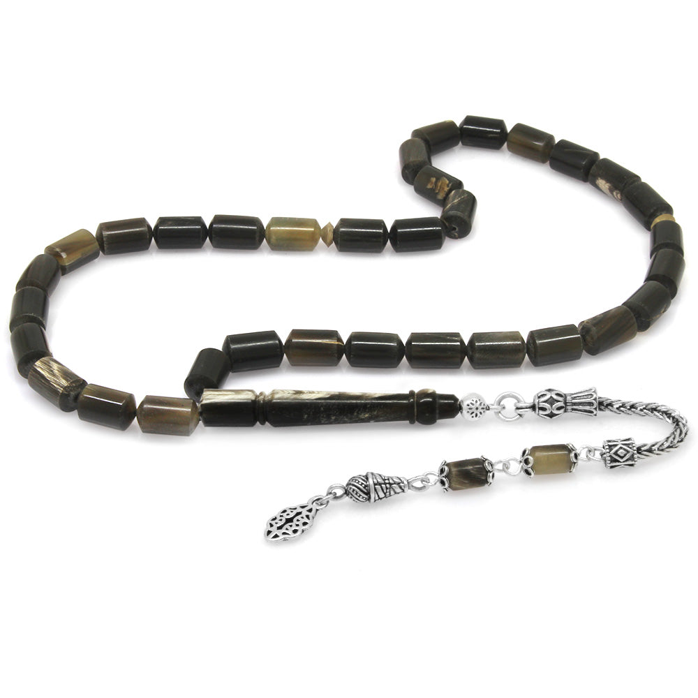 925 Sterling Silver Tasseled Buffalo Horn Prayer Beads
