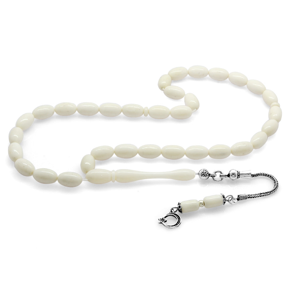 925 Sterling Silver Tassel Necklace Camel Bone Rosary