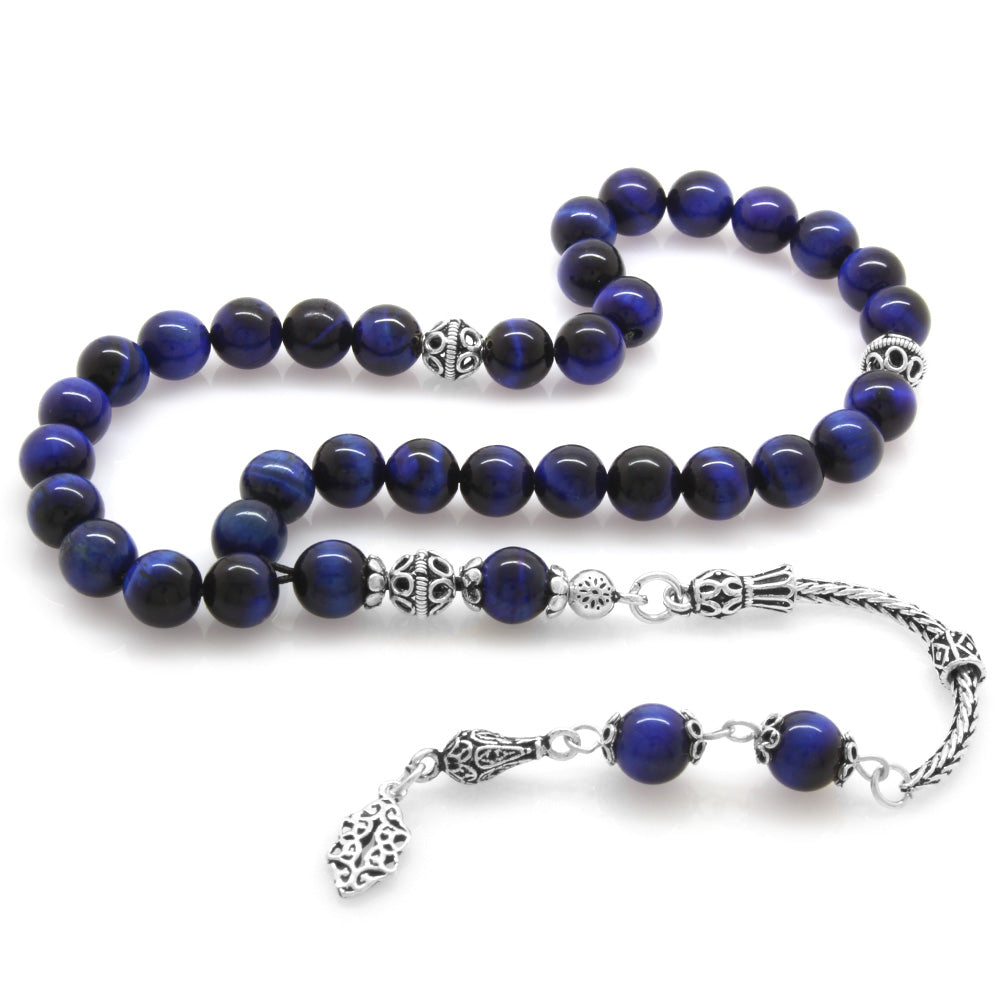 Blue Tiger's Eye Natural Stone Prayer Beads
