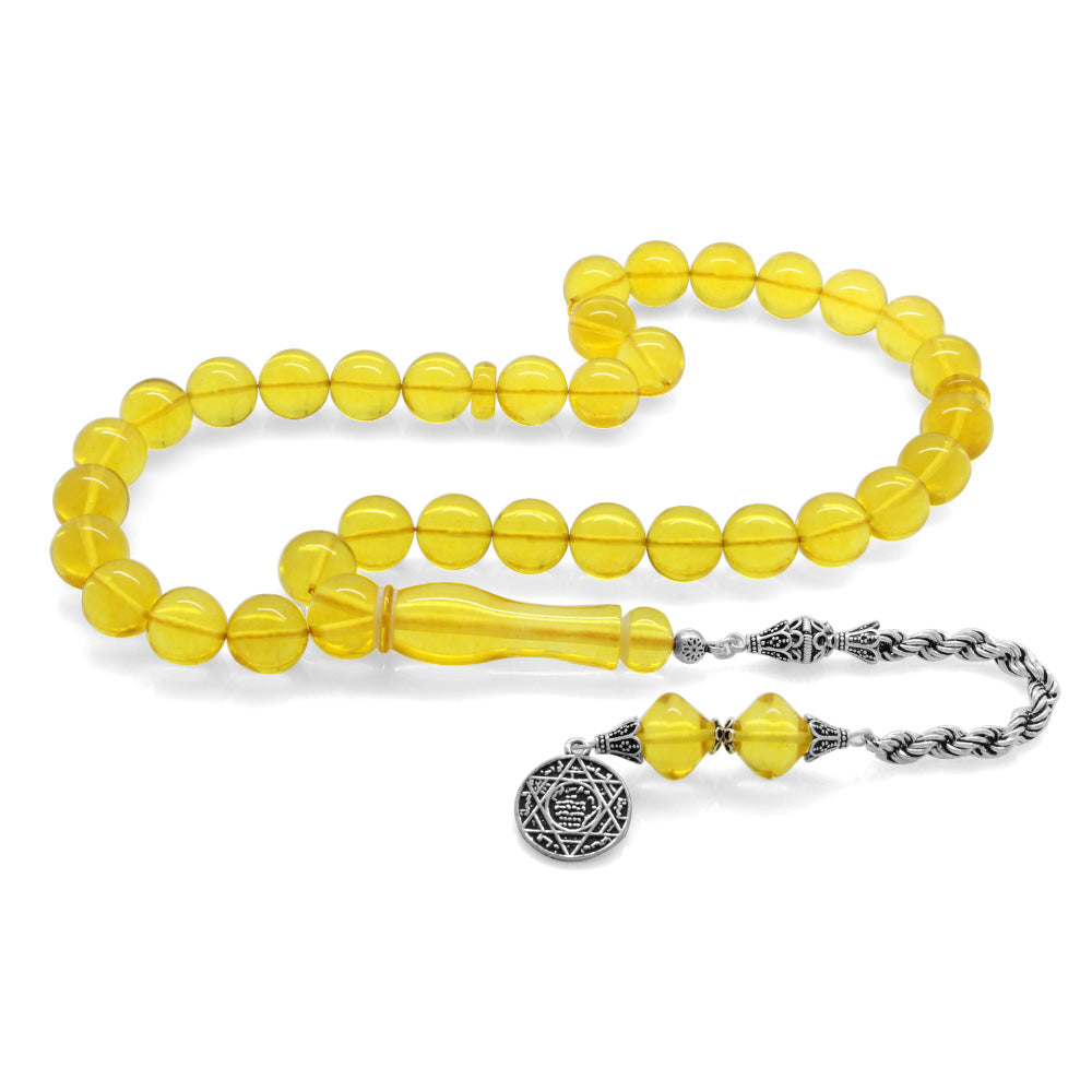 Yellow Drop Amber Rosary