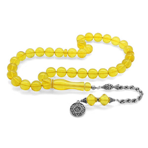 Yellow Drop Amber Rosary