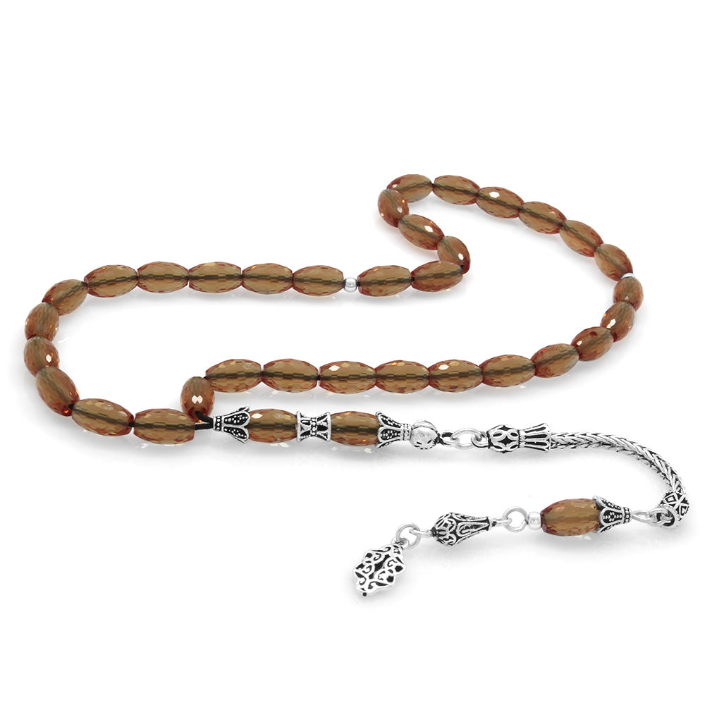 925 Sterling Silver Tasseled Brown Sultanite Rosary