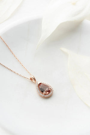 925 Sterling Silver Rose Stone Women's Necklace 9
