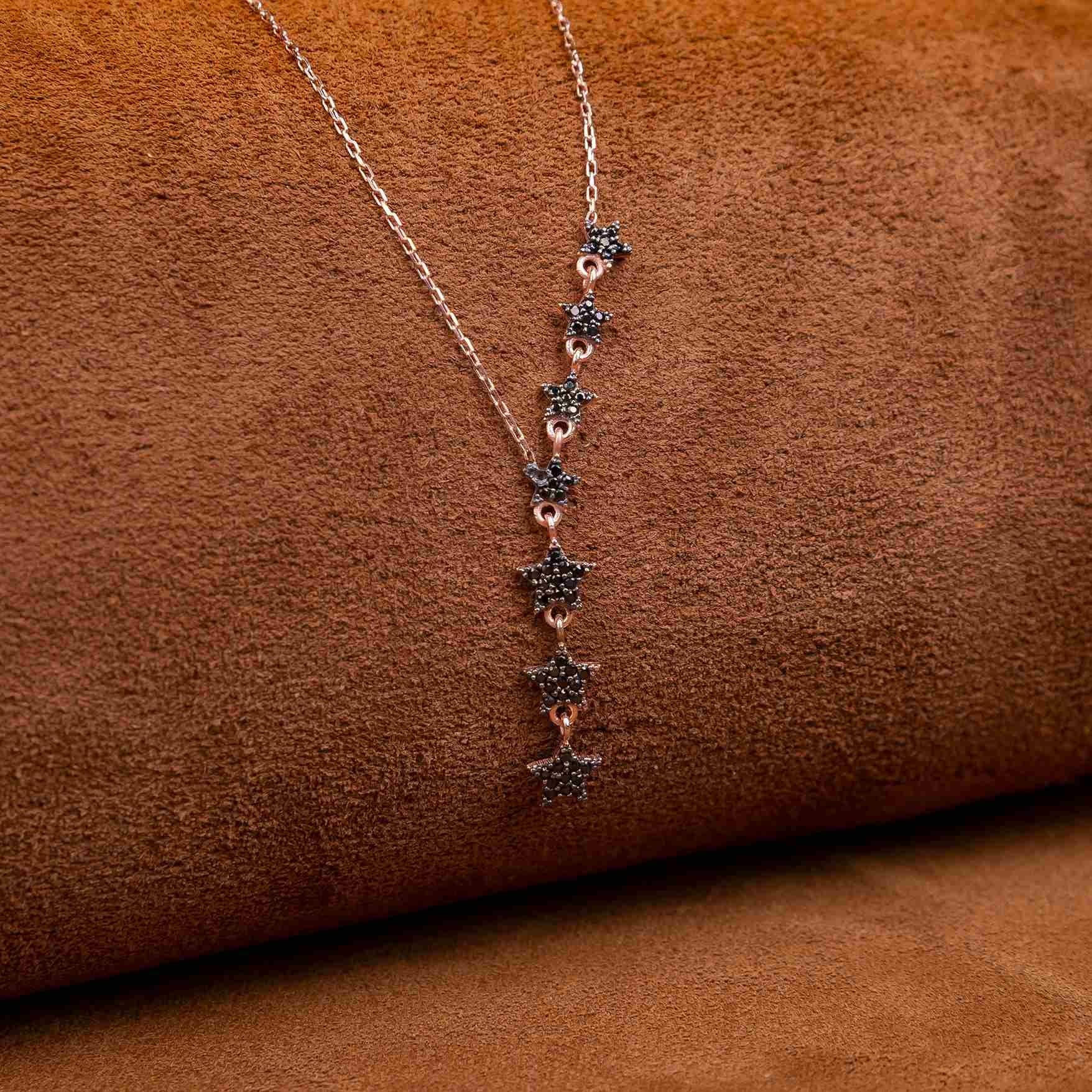 925 Sterling Silver Row Star Model Women's Necklace