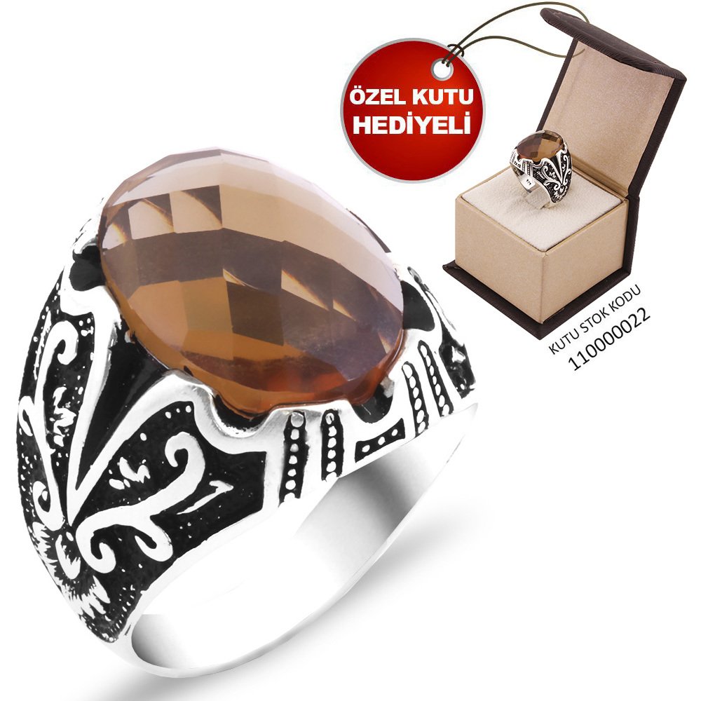 Silver Men's Ring with Sultanite Stone and Gift Box 3
